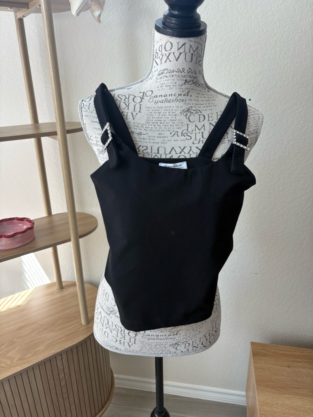 and other stories Black Sleeveless Top with Rhinestone Buckle Straps